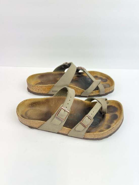 Birkenstock Shoes - Birkenstock Mayari Oiled Leather Sandals in Stone/Taupe US 7.5 Euro 38